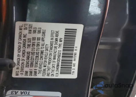 2013 Honda Cr-V Lx from USA, damaged, VIN 2HKRM4H3XDH665210